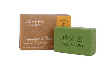 Jovees Herbal Cinnamon & Neem Anti Acne Face Bar Soap For Acne & Blemishes Skin | Specially Formulated for Oily Skin | Unclogs Pores, Effective Cleansing without causing Dryness or Irritation 75G (Pack of 2)